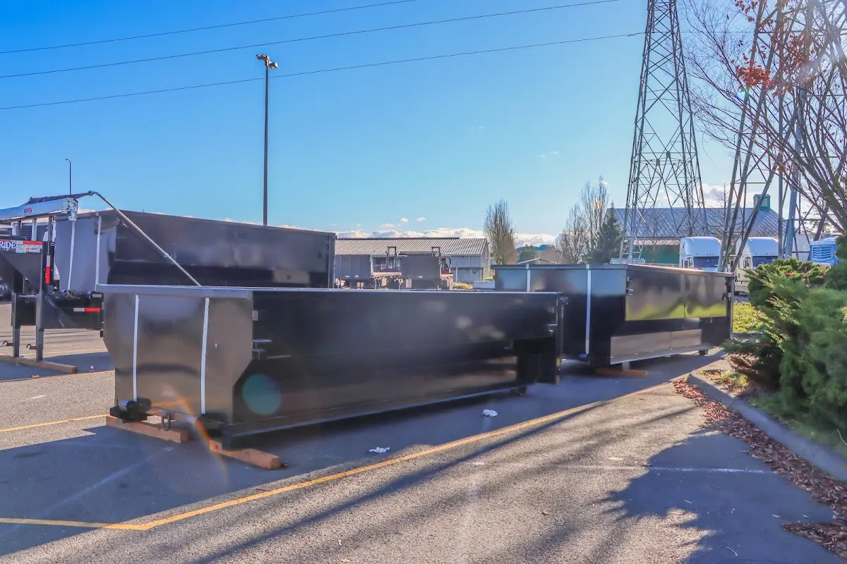 Roll-off dumpster ready for waste disposal at job site for 6 Yard Dumpster Rental in Frankstown